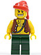 Minifig No: pi130  Name: Pirate Vest and Anchor Tattoo, Dark Green Legs, Red Bandana