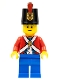 Minifig No: pi135a  Name: Imperial Soldier II - Shako Hat Printed, Blue Legs, Male, Black Eyebrows