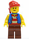 Minifig No: pi137  Name: Pirate Blue Vest, Reddish Brown Legs, Red Bandana (Undetermined Eyebrows)