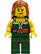 Minifig No: pi143  Name: Pirate Female, Dark Green Legs, Scar over Left Eye