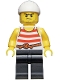 Minifig No: pi169  Name: Pirate 8 - Red and White Stripes, Black Legs, Scowl