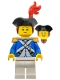 Minifig No: pi194  Name: Imperial Soldier IV - Officer, Female, Black Tricorne, Reddish Brown Hair, Red Plume, Pearl Gold Epaulettes