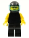 Minifig No: pln011  Name: Plain Black Torso with Yellow Arms, Black Legs, Sunglasses, Black Helmet, Trans-Light Blue Visor