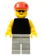 Minifig No: pln012  Name: Plain Black Torso with Yellow Arms, Light Gray Legs, Sunglasses, Red Cap