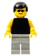 Minifig No: pln013  Name: Plain Black Torso with Yellow Arms, Light Gray Legs, Sunglasses, Black Male Hair