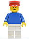Minifig No: pln021  Name: Plain Blue Torso with Blue Arms, White Legs, Red Hat