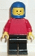Minifig No: pln025  Name: Plain Red Torso with Red Arms, Black Legs, Blue Classic Helmet