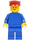 Minifig No: pln028  Name: Plain Blue Torso with Blue Arms, Blue Legs, Red Hat