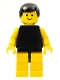 Minifig No: pln040  Name: Plain Black Torso with Yellow Arms, Yellow Legs, Black Male Hair