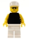 Minifig No: pln041  Name: Plain Black Torso with Yellow Arms, White Legs, White Cap, Sunglasses