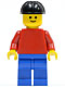 Minifig No: pln042  Name: Plain Red Torso with Red Arms, Blue Legs, Black Construction Helmet