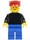 Minifig No: pln046  Name: Plain Black Torso with Black Arms, Blue Legs, Red Hat