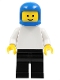Minifig No: pln052  Name: Plain White Torso with White Arms, Black Legs, Blue Classic Helmet