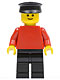 Minifig No: pln057  Name: Plain Red Torso with Red Arms, Black Legs, Black Hat