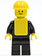 Minifig No: pln063  Name: Plain Black Torso with Black Arms, Black Legs, Yellow Construction Helmet, Yellow Vest
