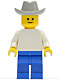 Minifig No: pln078  Name: Plain White Torso with White Arms, Blue Legs, Light Gray Cowboy Hat
