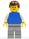 Minifig No: pln081  Name: Plain Blue Torso with White Arms, Light Gray Legs, Brown Male Hair