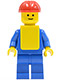 Minifig No: pln085  Name: Plain Blue Torso with Blue Arms, Blue Legs, Red Construction Helmet, Yellow Vest
