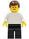 Minifig No: pln102  Name: Plain White Torso with White Arms, Black Legs, Brown Male Hair