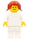 Minifig No: pln103  Name: Plain White Torso, White Hips and Legs, Red Pigtails Hair (Homemaker Child)