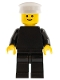 Minifig No: pln106  Name: Plain Black Torso with Black Arms, Black Legs, White Hat