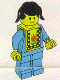 Minifig No: pln108s Name: Plain Blue Torso with Blue Arms, Blue Legs, Black Pigtails Hair, Yellow Vest with Baby Bib Pattern (Stickers) Minifig No: pln108s Name: Plain Blue Torso with Blue Arms, Blue Legs, Black Pigtails Hair, Yellow Vest with Baby Bib Pattern (Stickers)