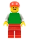 Minifig No: pln129  Name: Plain Green Torso with Light Gray Arms, Red Legs, Red Cap