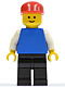 Minifig No: pln146  Name: Plain Blue Torso with White Arms, Black Legs, Red Cap