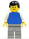 Minifig No: pln149  Name: Plain Blue Torso with White Arms, Light Gray Legs, Black Male Hair