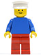 Minifig No: pln151  Name: Plain Blue Torso with Blue Arms, Red Legs, White Hat
