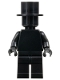 Minifig No: pln201  Name: Plain Magician, Black Torso, Black Legs, Black Head, Black Top Hat (Monochrome)