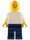 Minifig No: pln209  Name: Plain White Torso, Dark Blue Legs, Standard Grin