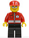 Minifig No: post007  Name: Post Office White Envelope and Stripe, Black Legs, Red Cap, Silver Sunglasses