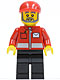 Lot ID: 193383637  Minifig No: post008  Name: Post Office White Envelope and Stripe, Black Legs, Red Short Bill Cap, Gray Beard