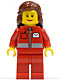 Minifig No: post009  Name: Post Office White Envelope and Stripe, Red Legs, Reddish Brown Female Hair Mid-Length