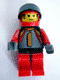 Minifig No: rac016  Name: Racer Driver, Car 84, Red/Black, Red Flame Helmet