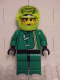 Minifig No: rac021  Name: Racer Driver, Green Jacket and Lime Helmet with Black Stripes/White Checkered Lines