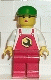 Minifig No: rep002 Name: Repair - Overalls Red with Wrench Pattern, Red Legs, Green Cap, Female Minifig No: rep002 Name: Repair - Overalls Red with Wrench Pattern, Red Legs, Green Cap, Female