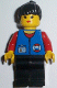 Minifig No: res010  Name: Coast Guard City Center - Red Collar & Arms, Black Legs, Black Ponytail Hair