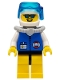 Minifig No: res012a  Name: Coast Guard City Center - White Collar & Arms, Yellow Legs with Black Hips, White Helmet, Light Gray Scuba Tank, Sunglasses