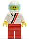 Minifig No: s001  Name: 'S' - White with Red / Black Stripe, Red Legs, White Helmet, Trans-Light Blue Visor