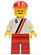 Minifig No: s002  Name: 'S' - White with Red / Black Stripe, Red Legs, Red Cap