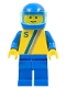 Lot ID: 406847945  Minifig No: s004  Name: 'S' - Yellow with Blue / Gray Stripe, Blue Legs, Blue Helmet