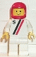 Minifig No: s007  Name: 'S' - White with Red / Black Stripe, White Legs, Red Classic Helmet