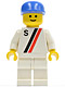 Minifig No: s009  Name: 'S' - White with Red / Black Stripe, White Legs, Blue Cap