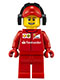 Minifig No: sc015  Name: Scuderia Ferrari Team Crew Member - Male, Thin Grin with Teeth