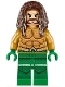 Minifig No: sh0525  Name: Aquaman - Dark Brown Long Hair, Green Legs