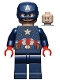 Minifig No: sh0686  Name: Captain America - Dark Blue Suit, Red Hands, Helmet