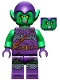 Minifig No: sh0695  Name: Green Goblin - Bright Green Skin, Dark Purple Outfit, Small Yellow Eyes, Printed Legs