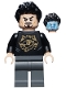 Minifig No: sh0747  Name: Tony Stark - Black Shirt with Gold Helmet